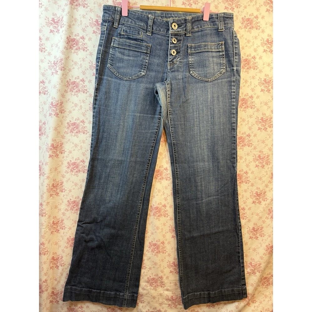 American Eagle Women's Wide Leg Button Fly Jeans Medium Wash Size 8